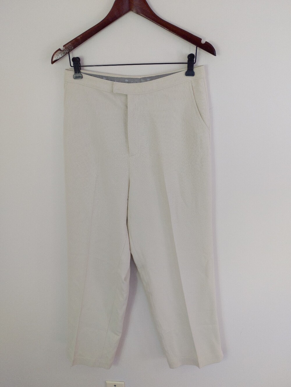 Vintage Tommy Bahama Cream 100% Silk Trousers Straight Leg Size 10